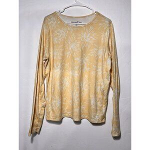 Hang Ten XL Yellow Long Sleeve Floral Zip Pockets